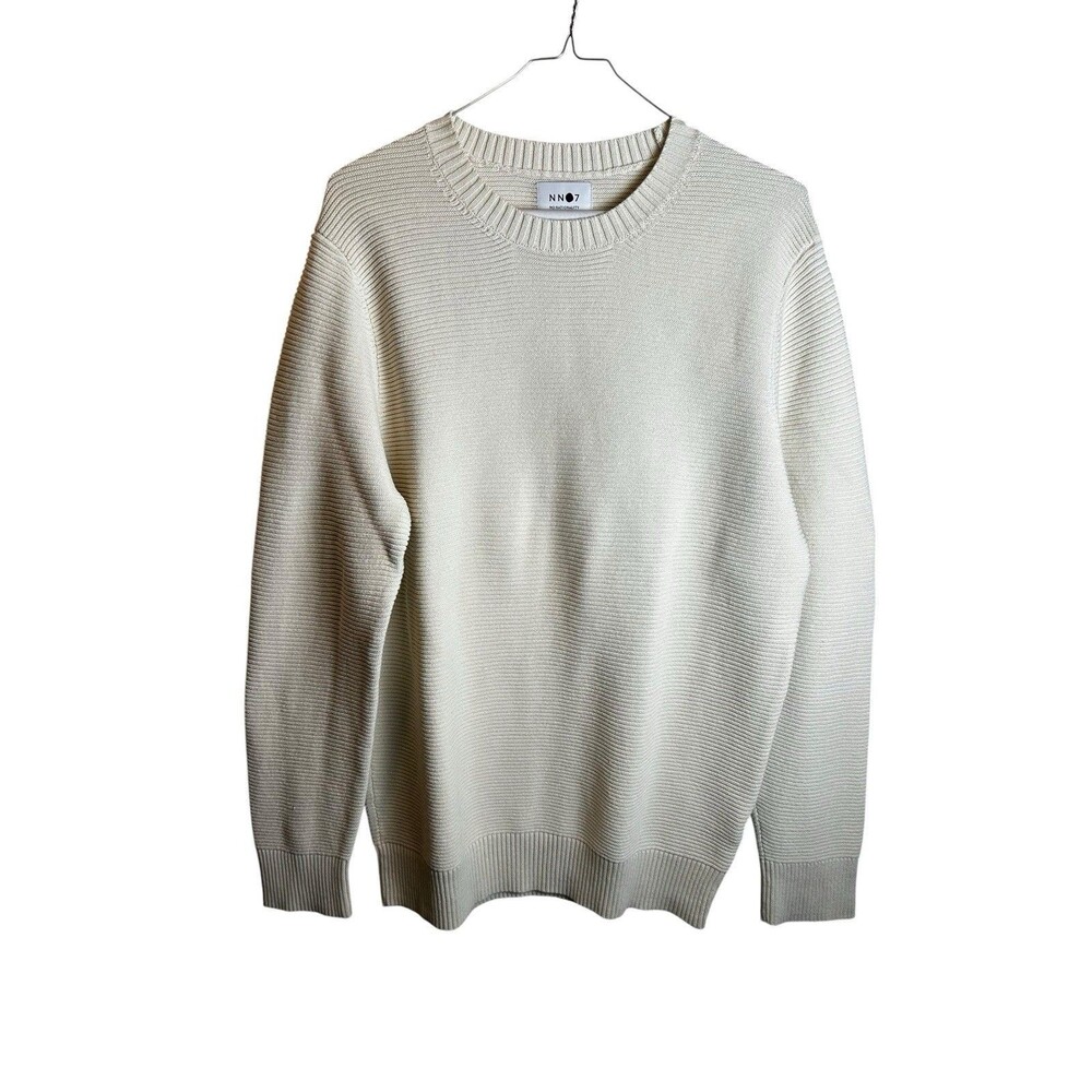 NN07 No Nationality Loke Cream Cotton Ribbed Crewneck Sweater Men's Medium